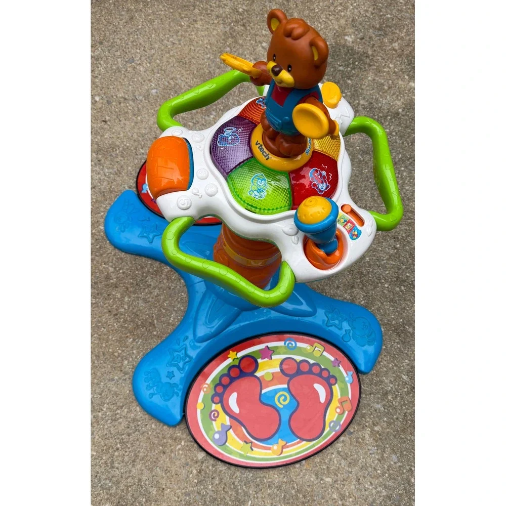 VTech 2007 Sit-to-Stand Dancing Tower Musical Activity Center Toy Blue Bear HTF
